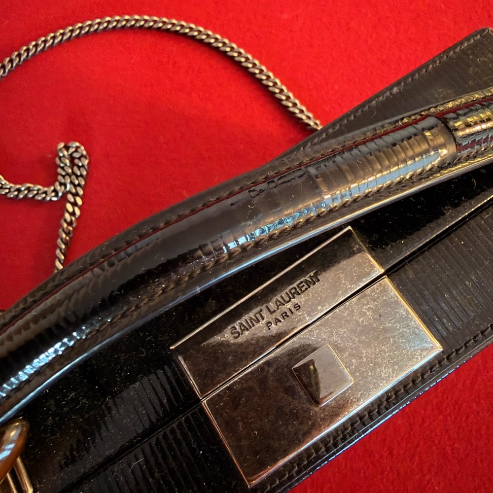 Saint Laurent Patent Black Leather Box Bag